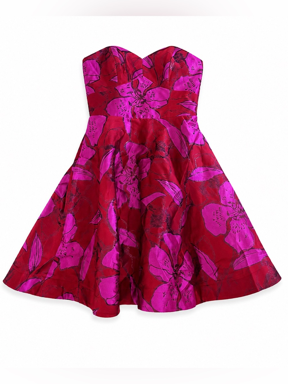 NWOT Shoshanna Jacquard Sweetheart Dress - Fuchsia/Pink Floral - Size 10